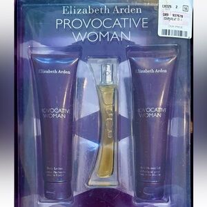 NWT! Elizabeth Arden Provocative Woman Gift Set  Lotion Bath & Shower Gel Parfum